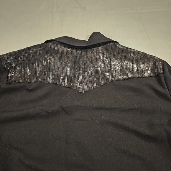 Roper Western Black semi sheer L/S snap shape fit Womens Shirt Sz L - Picture 8 of 11
